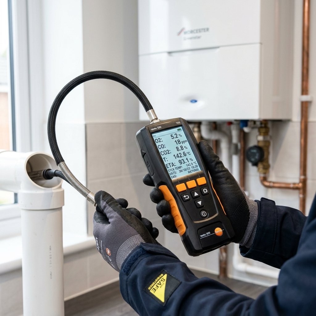 Gas Safe registered OBC engineer carrying out annual boiler service